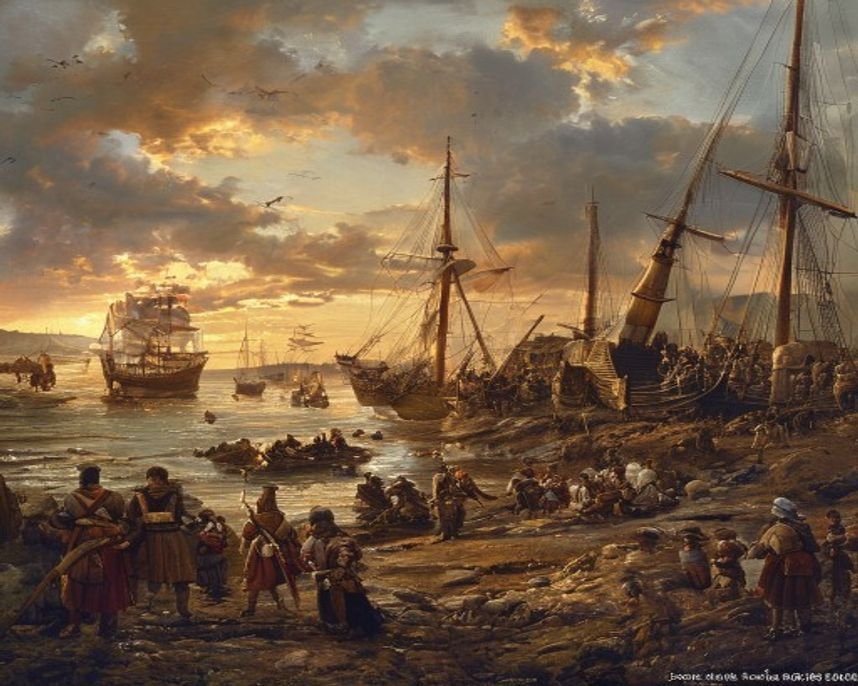 Imagem gerada por IA representando Jamestown: O Início de Uma Nação no Novo Mundo