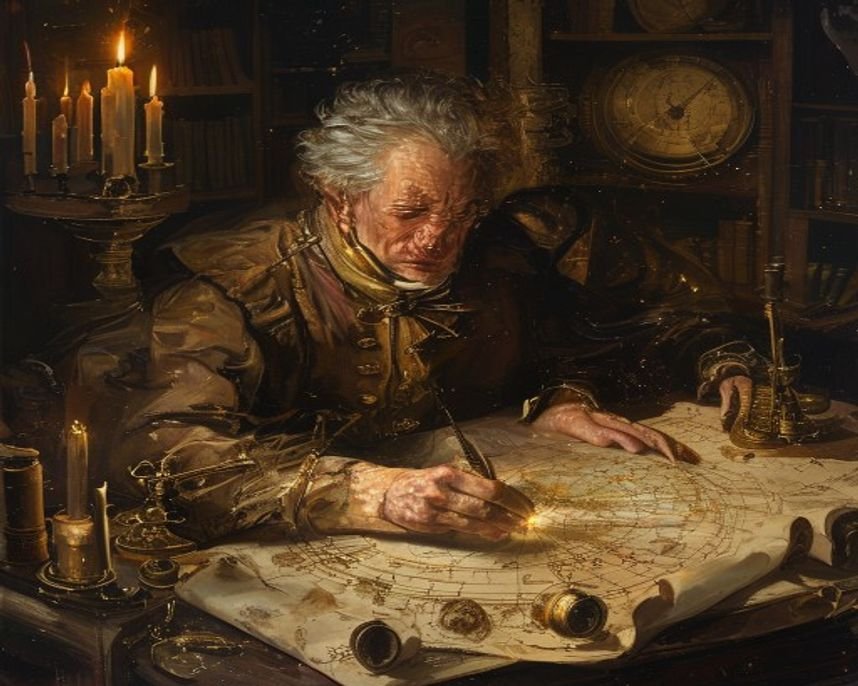Imagem gerada por IA representando A Sinfonia Celeste de Kepler: Desvendando o Ritmo dos Planetas