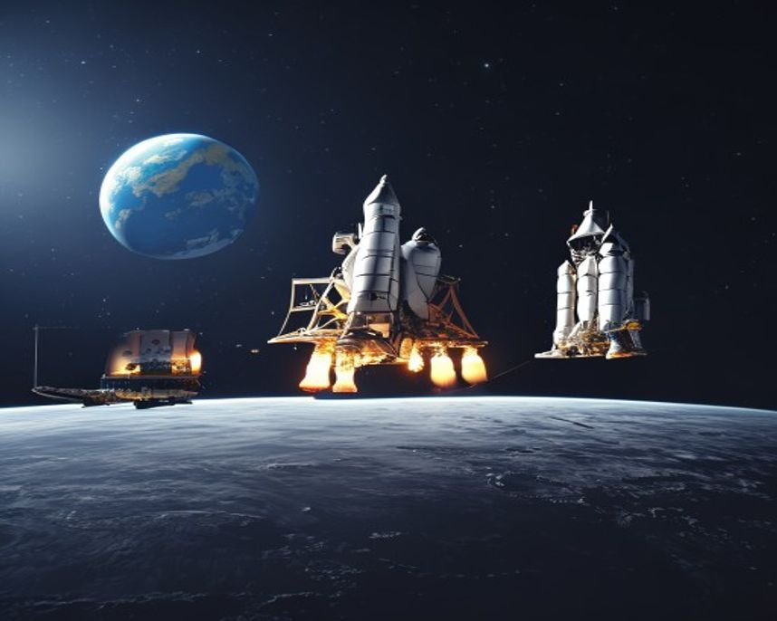 Imagem gerada por IA representando Ensaio para a Lua: A Missão Apollo 10