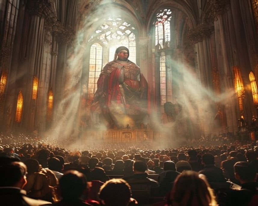 Imagem gerada por IA representando A Santa Guerreira: A Canonização de Joana d’Arc