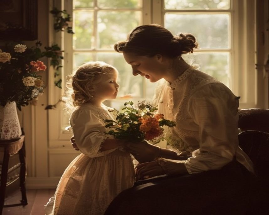 Imagem gerada por IA representando A Origem do Dia das Mães: Uma Celebração de Amor e Legado (1908)